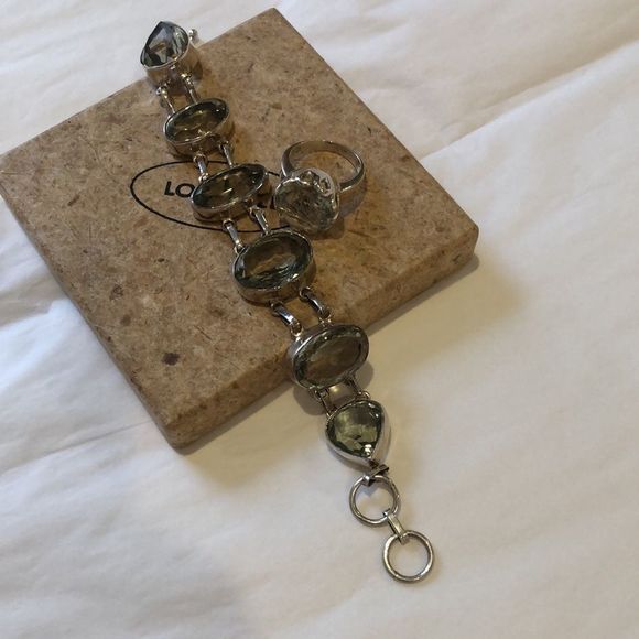 LOIS HILL Green Amethyst Necklace&Earrings ARTISAN Green Amethyst Ring&Bracelet - Picture 15 of 16